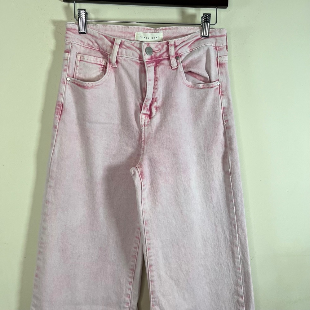 Risen Jeans Acid Pink High Rise Wide Leg Jeans Womens 27 Coquette Boho Whimsical - Picture 2 of 6